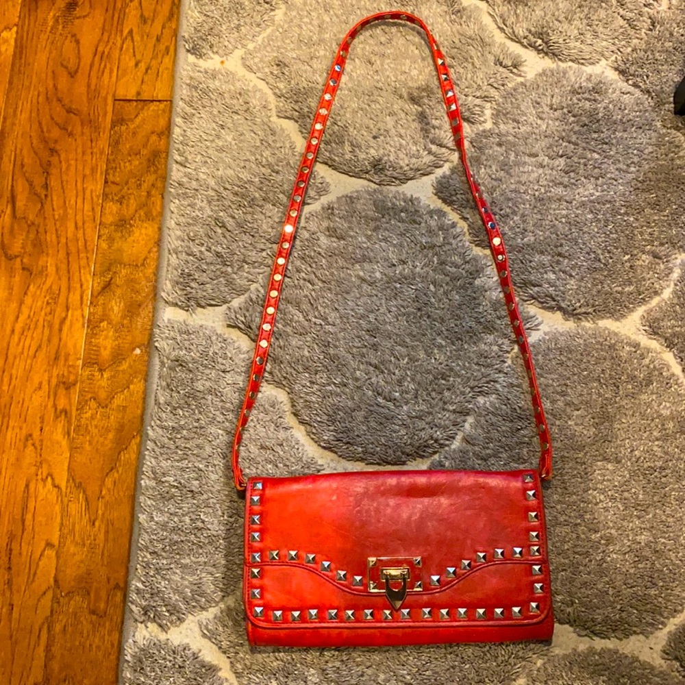 Red Studded CrossBody Bag